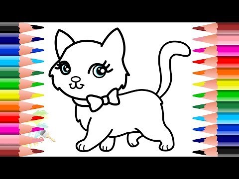 How to Draw and Color Cat for Kids - Colouring Pages for Kids