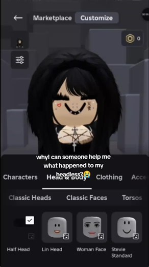broo!! Roblox what happens to my half head?? #helpme #Roblox #headless