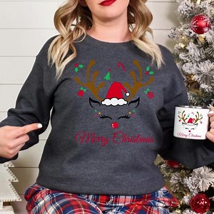 Reindeer Christmas Hoodie: Unisex Holiday Sweatshirt - Etsy UK