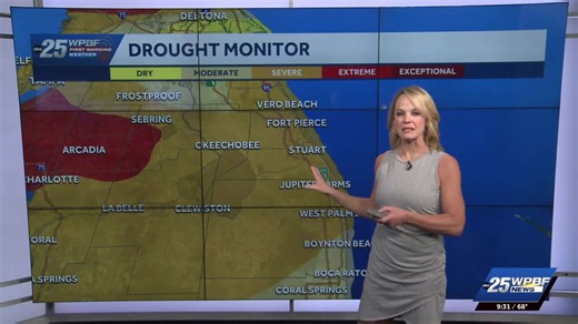 U.S. Drought Monitor showing most of Palm Beaches, Treasure coast under severe drought