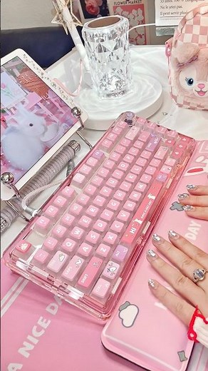 LEOBOG K81 Pink Cute Crystal Transparent GasketMounted Mechanical Keyboard Unboxing & Typing Sound