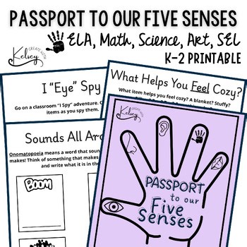 Five Senses Unit Passport| Sensory Craft, Worksheet, Sort, Writing Prompts