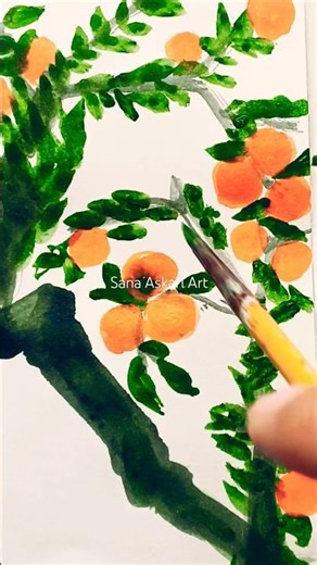 Juicy orange tree painting #shortsfeed #art #arttutorial