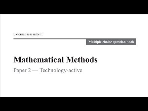 QCAA: 2020 Math Methods External exam paper 2 multiple choice question 8 explained