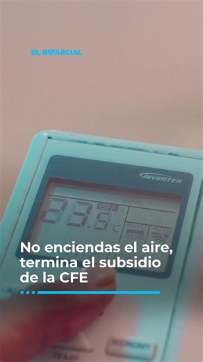 Fin del subsidio CFE en Sonora: Cuidado con el uso del aire acondicionado El subsidio de la Tarifa 1F de CFE terminó el 31 de octubre. A partir del 1 de noviembre, el límite de consumo subsidiado baja de 5 mil a sólo 400 kilowatts. La Unión de Usuarios de Sonora advierte que exceder este límite puede triplicar el costo del recibo de luz. ¿Tú ya tomaste precauciones para este invierno? #CFE #Sonora #SubsidioLuz | EL IMPARCIAL