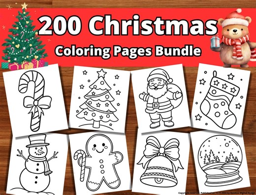 200 Christmas Coloring Pages Bundle: Festive Activity Book for Kids, Toddlers, Kindergarten (instant Download) - Etsy