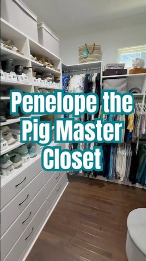 Elegant Master Closet featuring Penelope the Pig | Neatly Dunn Closets & Custom Spaces