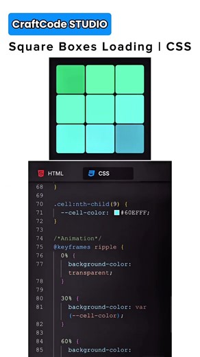 Square Boxes Loading | CSS | CraftCode STUDIO #coding #craftcodestudio #frontend #webdevelopnent #fy