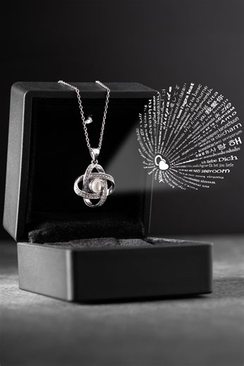 Infinity Projection Necklace, Sterling Silver Hidden Message, I Love You 100 Languages, Romantic Gift - Etsy