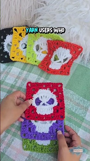 Learn How to Crochet a Skull Granny Square 🧶 #crochettutorial #craftinghappiness