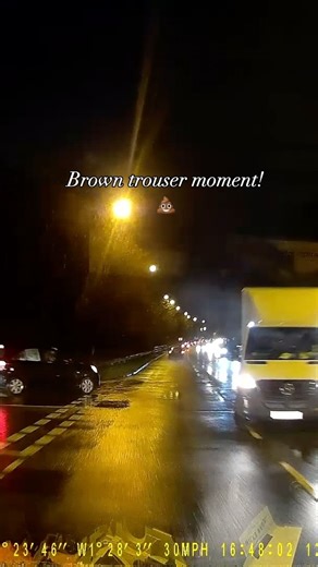 5.4K views · 18 reactions | Code brown! Drive home tonight, not sure how the driver didn’t see a brightly coloured van, but thankfully was able to swerve safely and avoid them both. Crazy. . I had to change the original audio as was a bit sweary. . #codebrown #dashcam | POPBANGCOLOUR | Facebook