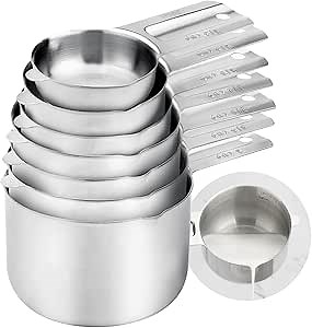 Measuring Cups Set,7 Pieces Stainless Steel Stackable Nesting Heavy Duty Measuring Cups,Perfect for Dry and Liquid Ingredients for Baking & Cooking