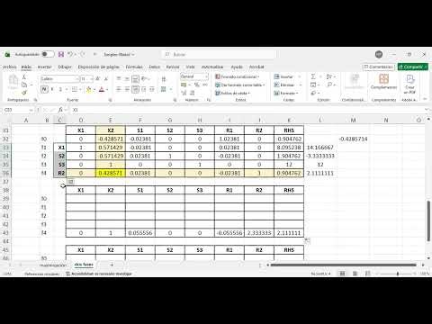 Resolviendo un Simplex con Dos Fases en Excel