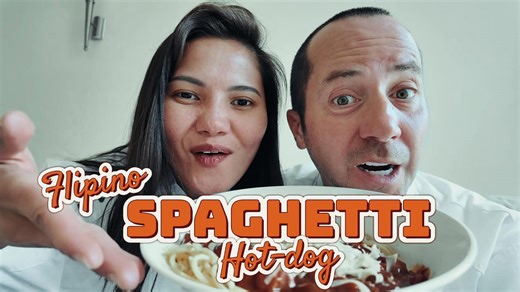 Filipino-style spaghetti hotdog