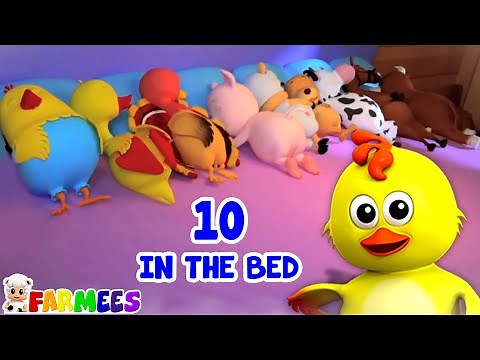 Ten In The Bed Animals | Counting Song For Kids | Preschool Videos For Children | Kids Songs