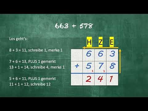 Schriftliche Addition Teil 2, mit Übertrag