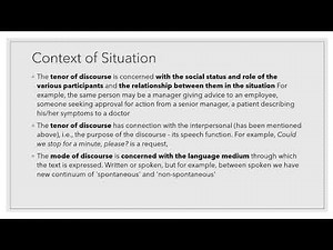 Systemic Functional Grammar - Context of situation