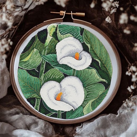 Calla Lilies Cross Stitch Pattern: Floral Embroidery Design (PDF Download - Etsy