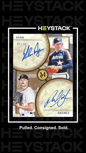 A buyer entered a break with Grand Salami Sports Cards and pulled a 2025 Topps Museum Collection Nolan Ryan / Paul Skenes Dual On-Card Auto Gold /10. The card was immediately consigned and sold for $2,850. From pull to consignment to sale, the entire process happened seamlessly through Breaker Connect powered by Heystack. Learn more at Heystack.tech. #heystack #sportscards #topps #paulskenes