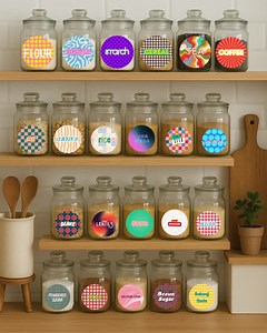 Pantry Labels: Colorful Kitchen Stickers (digital Download) - Etsy Canada