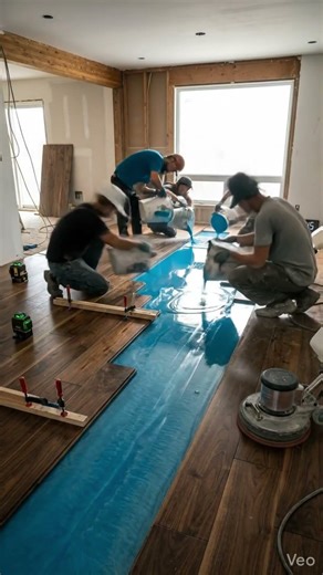 Luxury Epoxy River Living Room Transformation | Modern Wood & Resin Flooring #Shorts