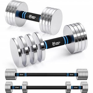 Northdeer 2.0 Upgraded Adjustable Dumbbell Set, 40Lbs Adjustable Weight Set with Connector, 2 in 1 Steel Dumbbell Barbell Set Home Gym