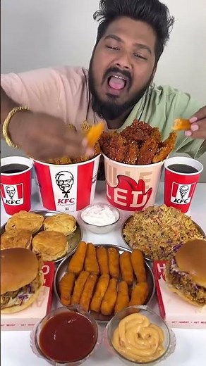 KFC FULL MENU EATING CHALLENGE😱 CRISPY FRIED CHICKEN,BURGER,CHEESE STICK,KOREAN WINGS MUKBANG🔥