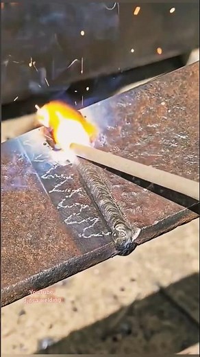 flat steel plate being welding using #stickwelding