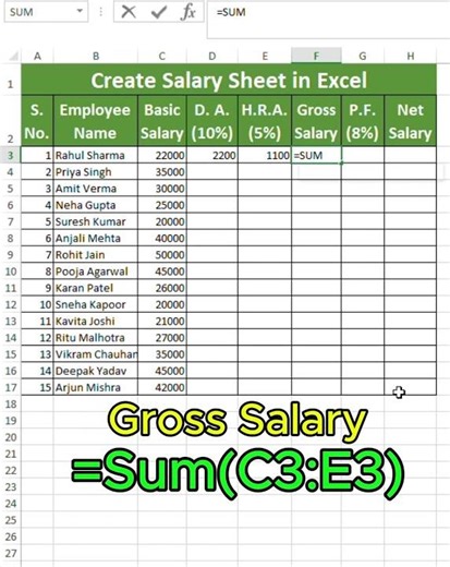 Create Salary Sheet Of Employees In Excel, Excel में Salary Sheet कैसे बनाएं #ExcelTips #excel