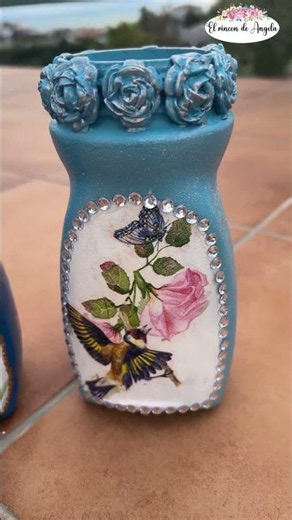 2 recycled glass jars #diy #recycling #diyproject #decoupage #crafts