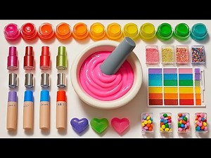 Ultimate Relaxing Slime ASMR 🎀 90 Minutes Mixing Glossy Pink Slime With Eyeshadow Makeup Set #428