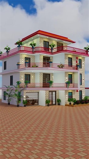 Village House 🏡 Design #elevation #frontelevation #house #home #architecture #song #hindisong #3d