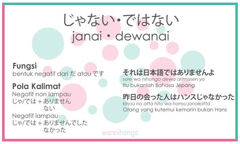 bentuk negatif dewa arimasen dalam bahasa jepang