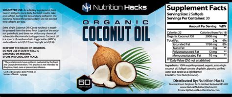 Unrefined Coconut Oil Nutrient Content