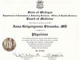 Images of State Of Michigan Physician License