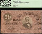 Pictures of 1864 Confederate 50 Dollar Bill