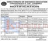 Distance Education Jammu University Date Sheet Images