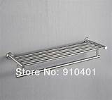 Brushed Nickel Towel Rack With Shelf Pictures