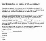 Board Resolution To Open Bank Account Template