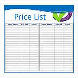 Photos of Price List Template
