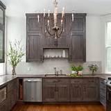 Grey Stained Wood Kitchen Cabinets