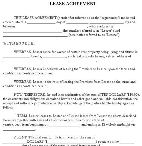 Photos of Lease Agreement Forms Free