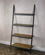 Metal And Wood Ladder Shelf
