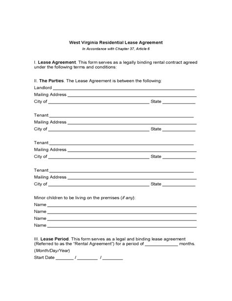 Virginia Residential Lease Agreement Free