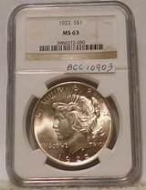 Pictures of 1922 Peace Dollar Ms 63 Ngc