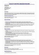 Sample Resume For Quality Control Manager Images