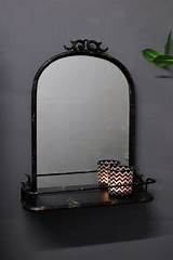 Black Metal Mirror With Shelf Images