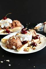 Chocolate Ice Cream With Cherries Photos