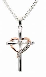 Silver Heart Cross Necklace Images