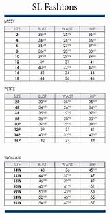 Sl Fashions Size Chart Pictures